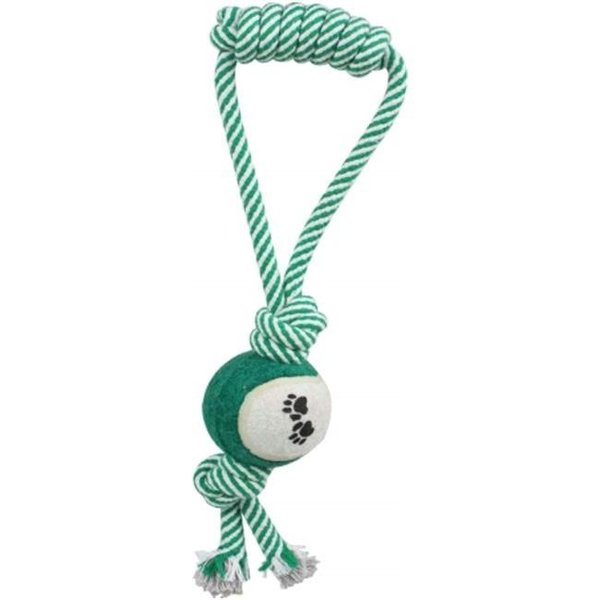 Pet Life Pet Life DT2GN Pull Away Rope And Tennis Ball - Green; One Size DT2GN